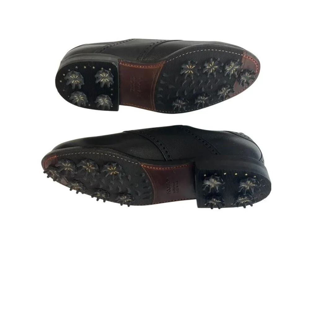 FootJoy Mens Dry Premiere Golf Shoes Size 10.5D Black Calfskin Leather Waterproo - Picture 2 of 6